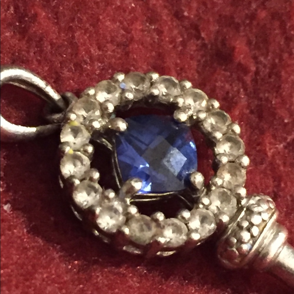 Real Silver/Sapphire Key Pendant